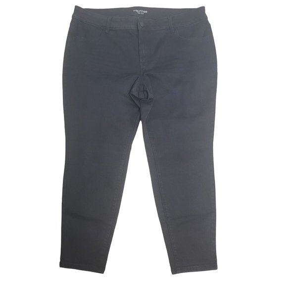 Maurices Womens 22 Short Denim Flex Mid‎ Rise Black Stretch Jeggings - Picture 1 of 7